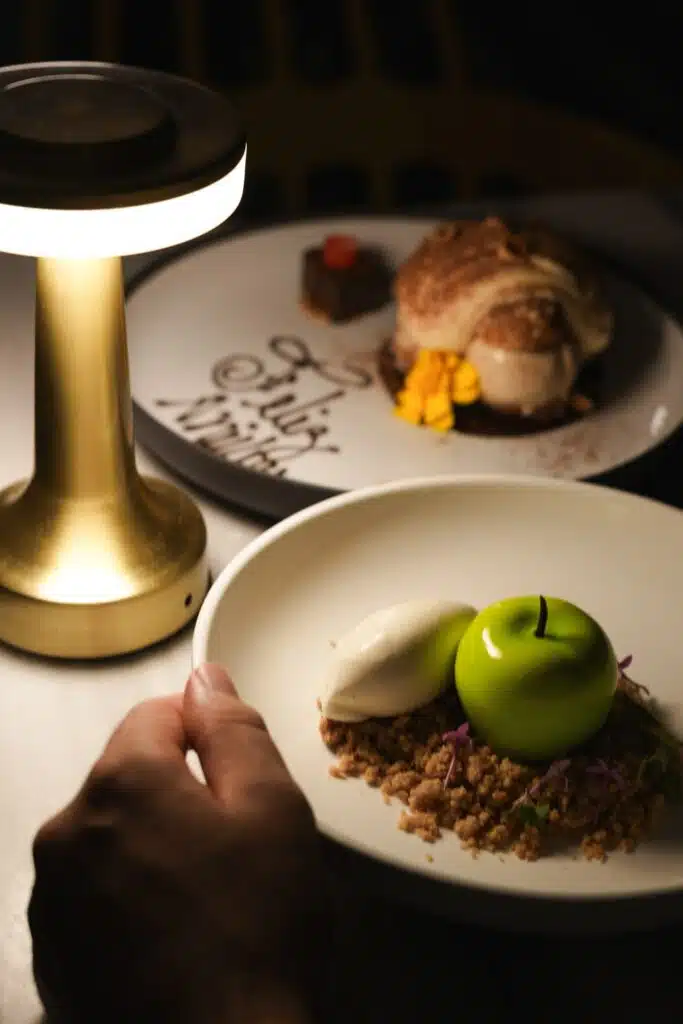 Fancy creative desserts on a table at Azahar restaurant in Panama City