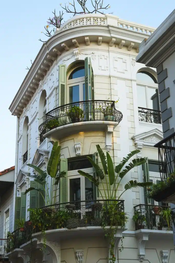 Building with decorated balconies located in Casco Viejo, the historic neighborhood of Panama City