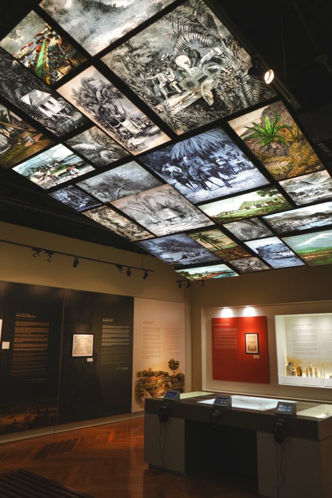 Photo display on the ceiling inside Museum of Panama Canal in Casco Viejo