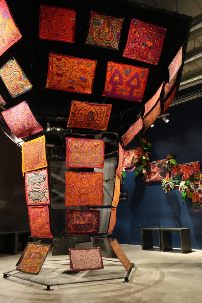 Big display of mola art inside Mola Museum, the best free thing to do in Panama City