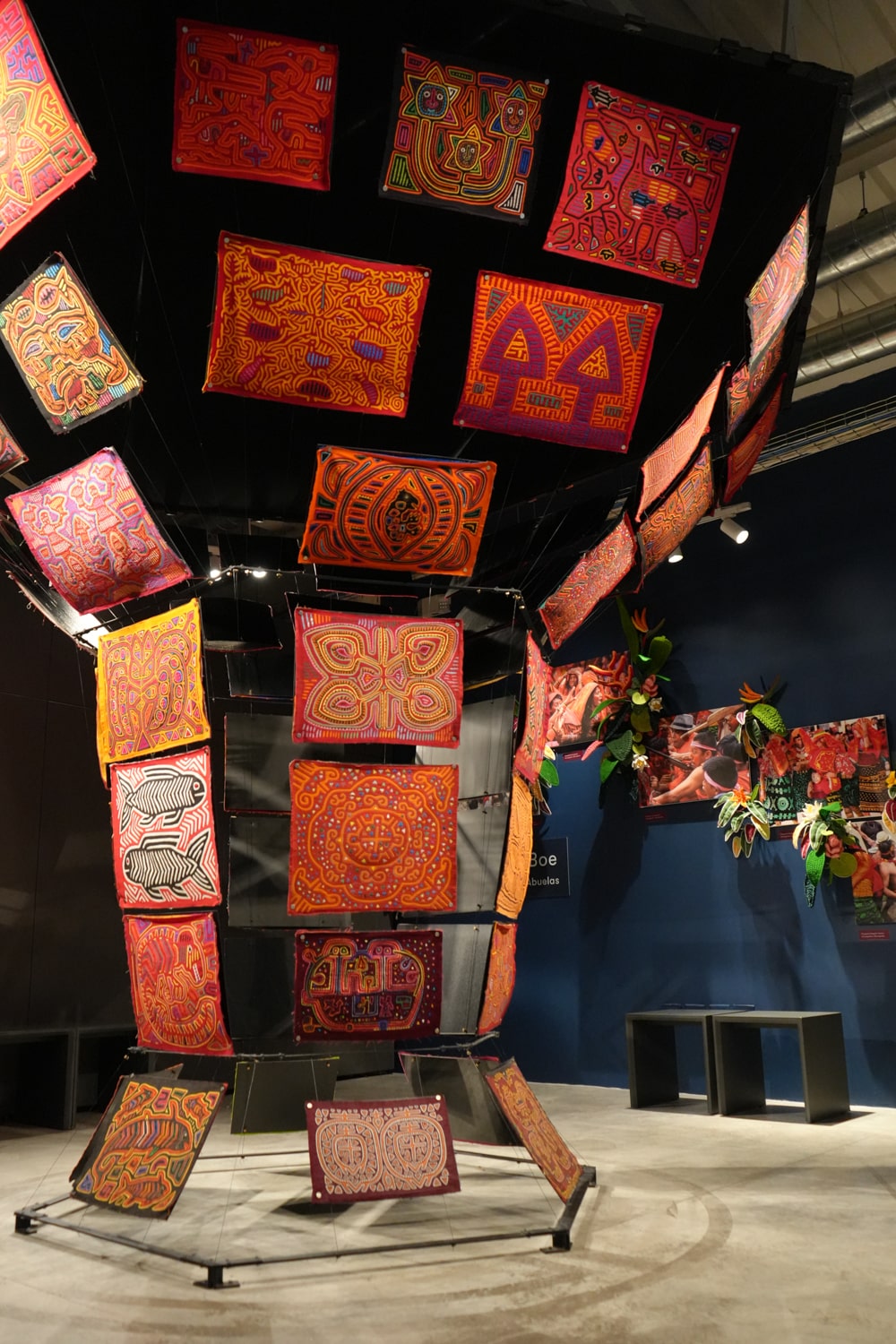 Big display of mola art inside Mola Museum in Panama City