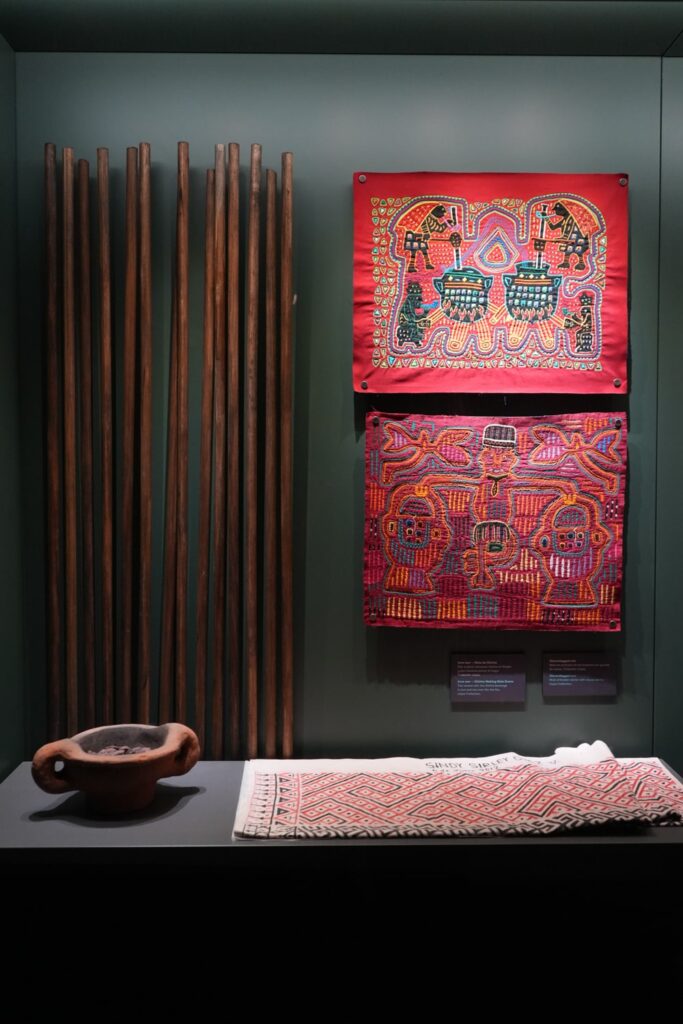 Display of molas and tools in museum in Panama CIty