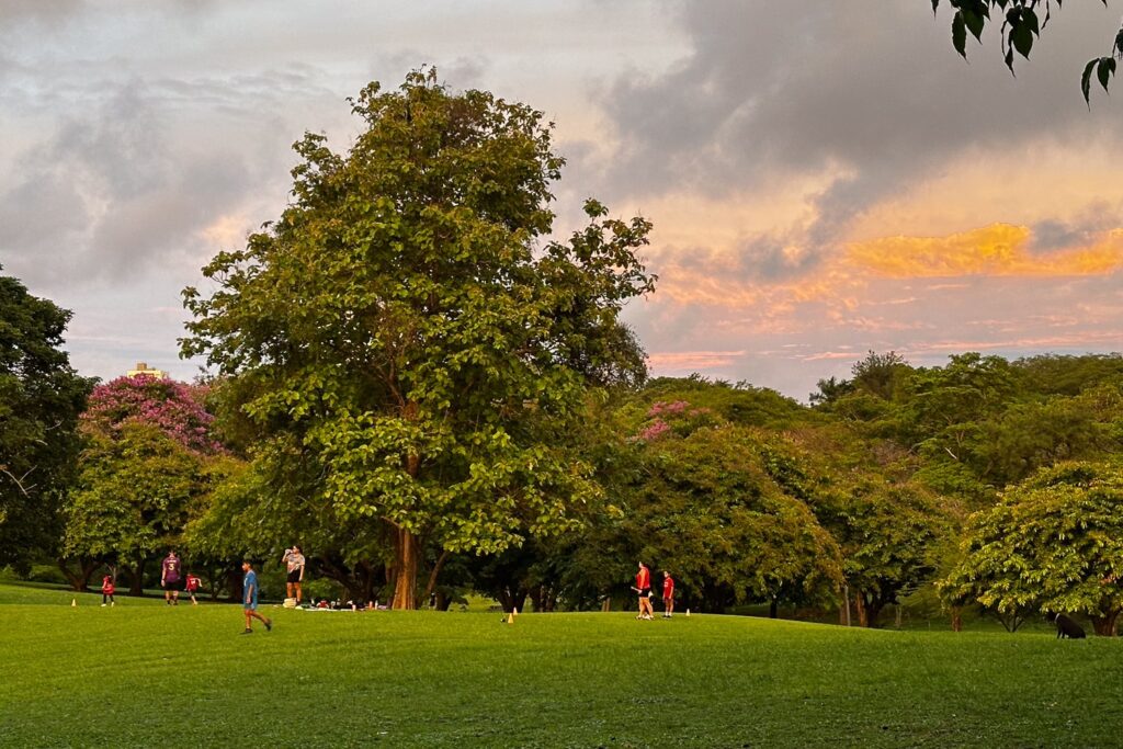 Sunset view over Omar Park in Panama City