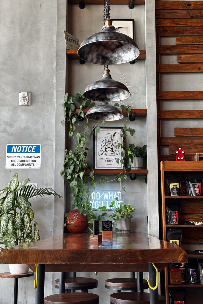 quirky design and signs inside a cafe in panama city