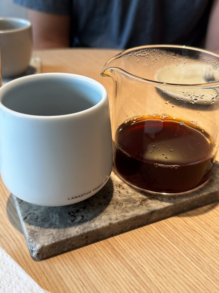 Geisha coffee served in a cafe in Panama City
