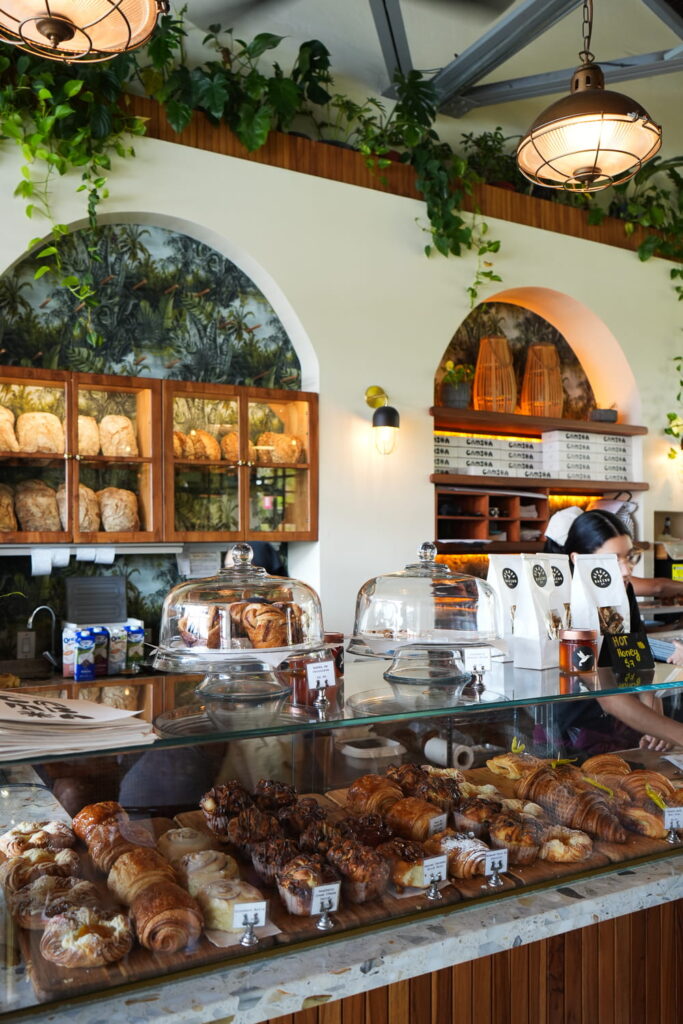 pastry display inside a cafe in panama